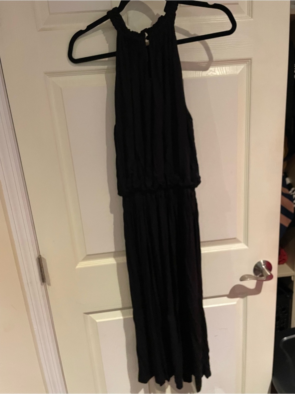 LOFT Black Smocked Halter Maxi Dress